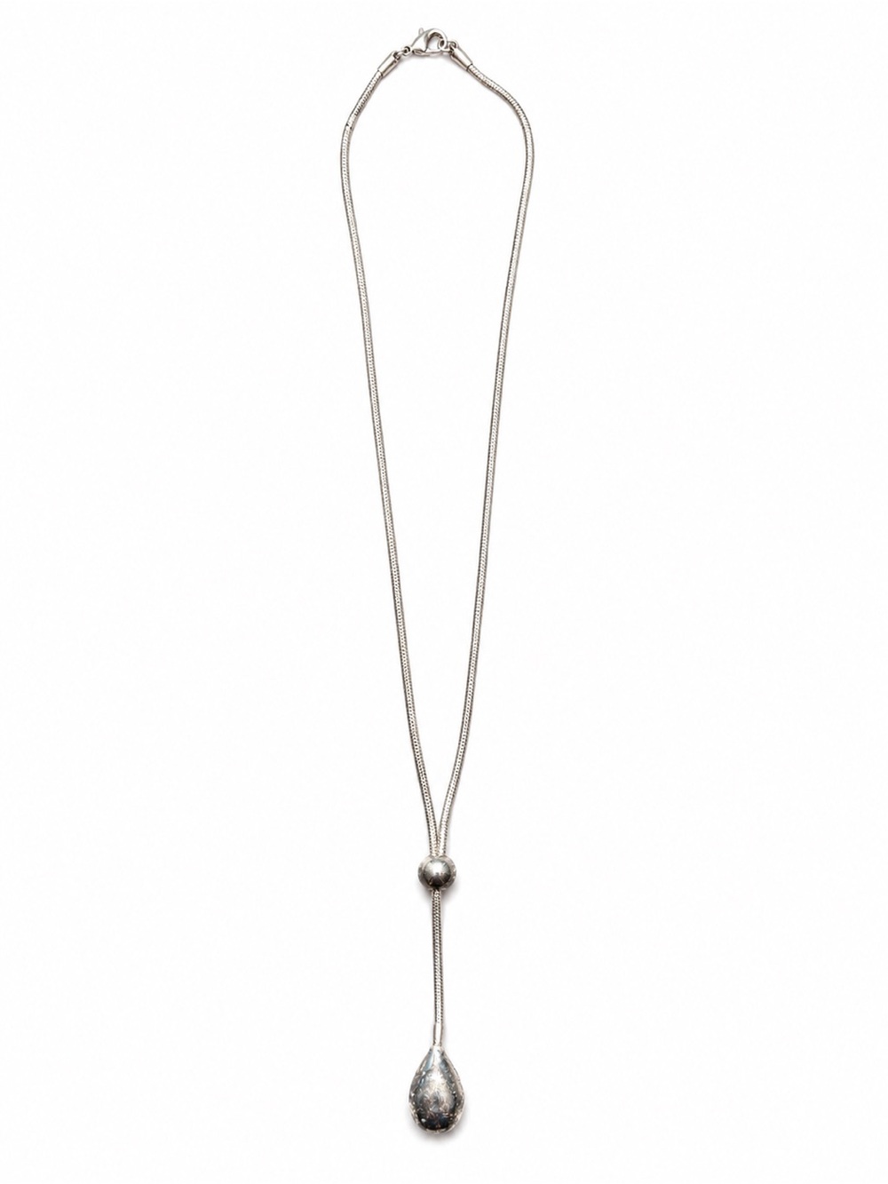Vintage Silver-Tone Lariat Drop Necklace